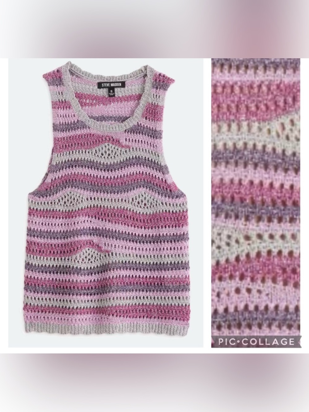 NWOT Steve Madden Purple Silver Knit Sleeveless Top